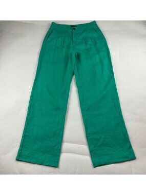 LONG Banana Republic Bright Jade Linen Wide Leg Trouser Pant 8L